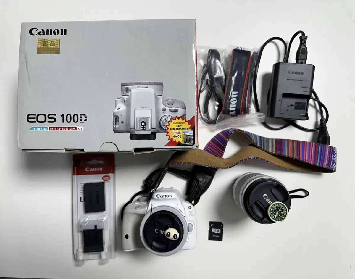 캐논 EOS 100D 화이트 (18-55렌즈+팬케이크 렌즈,배터리 2EA